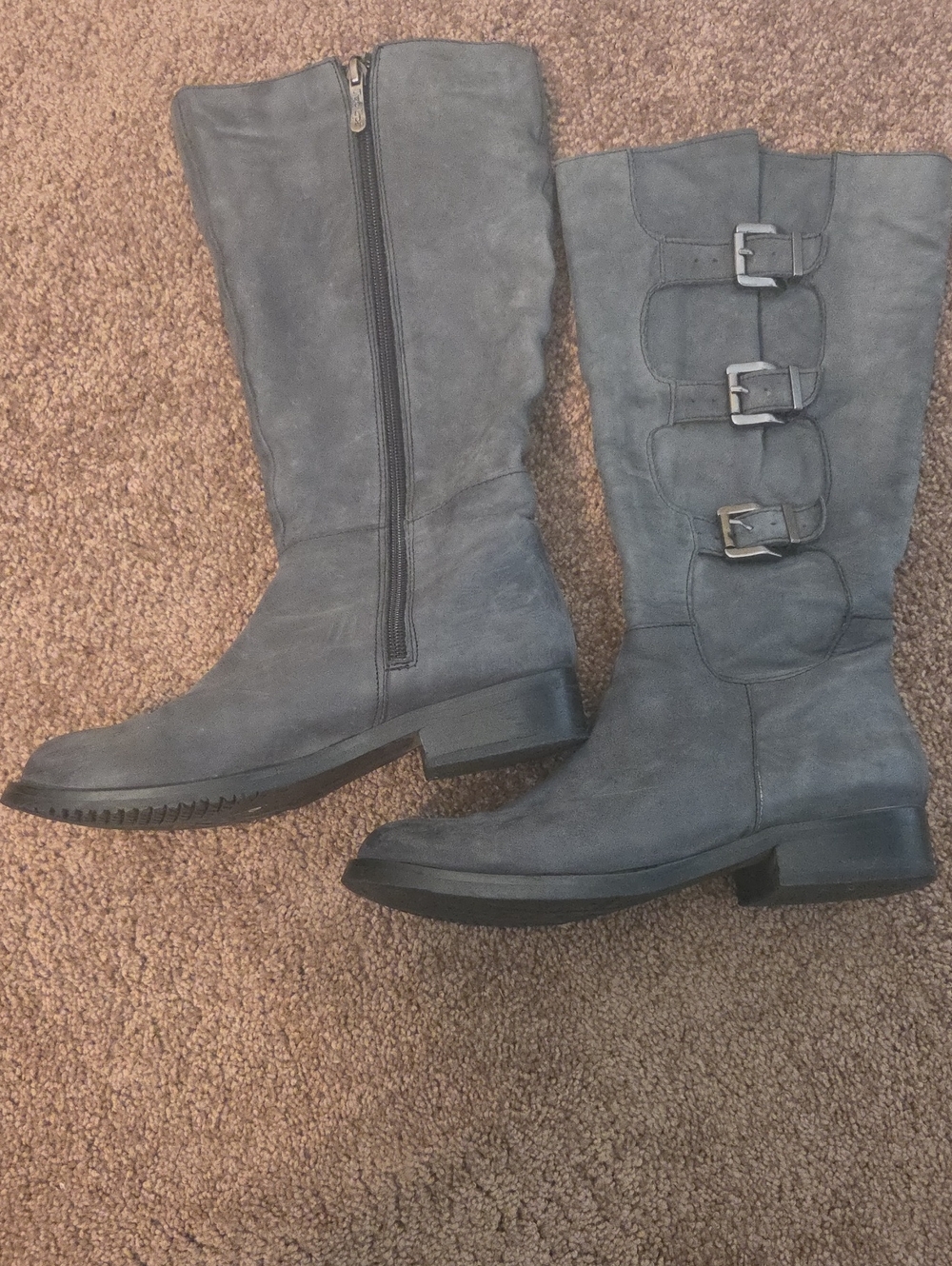 Two Lips Slate Gray Mid-Calf Buckle Riding Boots